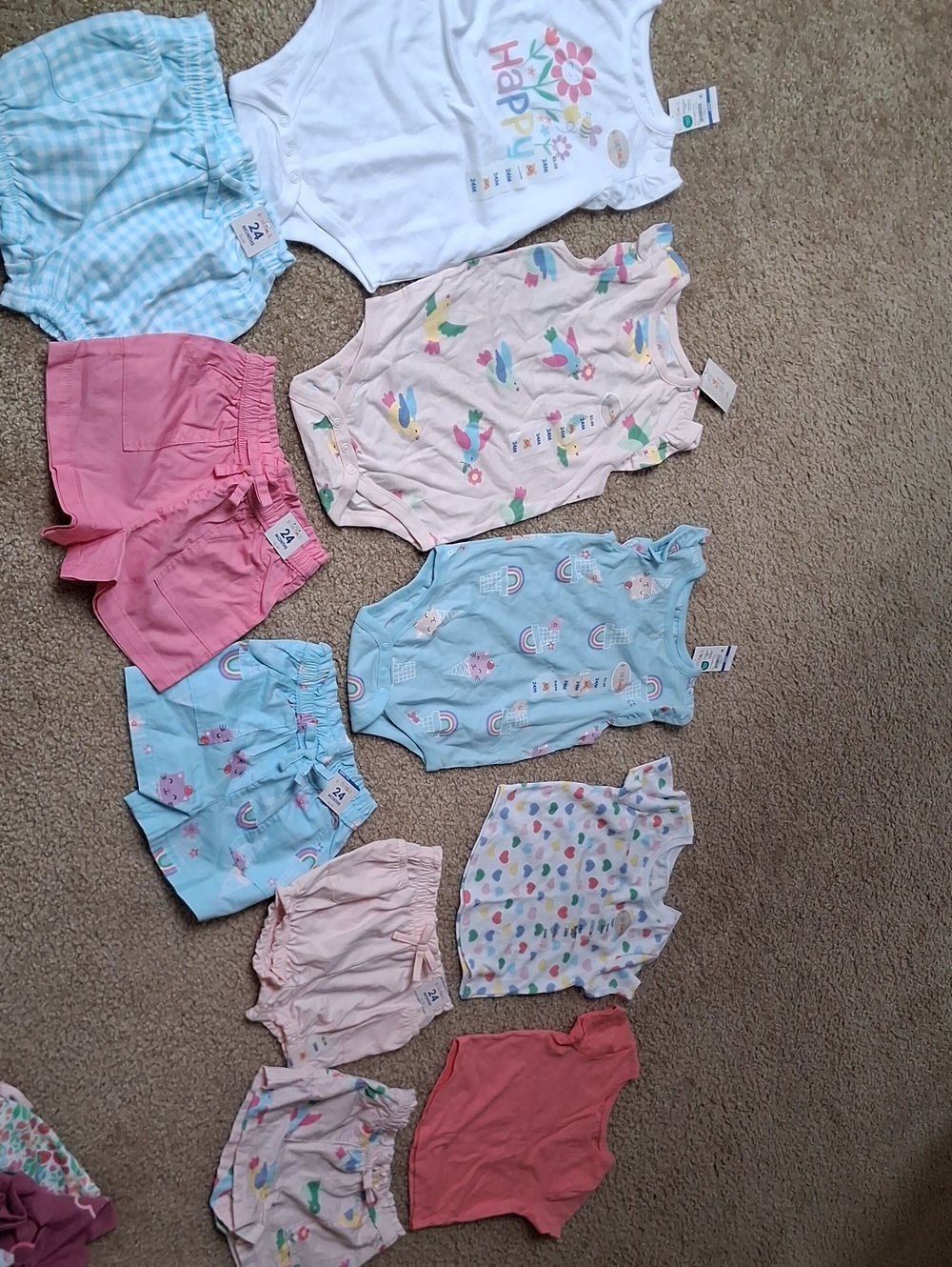Bundle Garanimals 24M Baby Girls Matching Sets - White, Pink, Light Blue, Cream